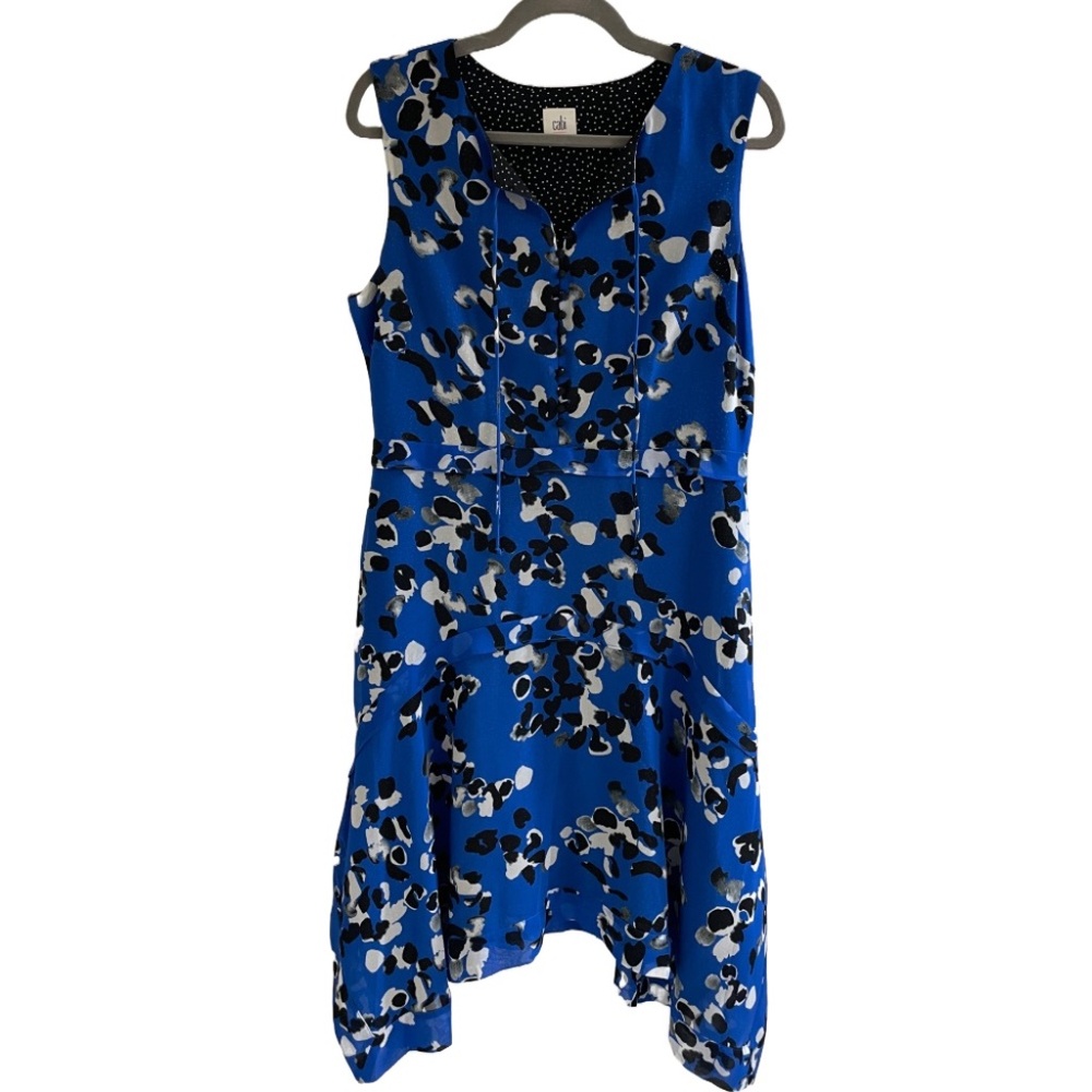 Cabi Untamed Dress – Electric Blue Floral Sleeveless Midi, Size M